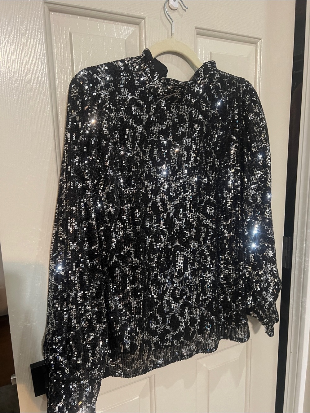 Sugarlips Black Sequin Long Sleeve Blouse